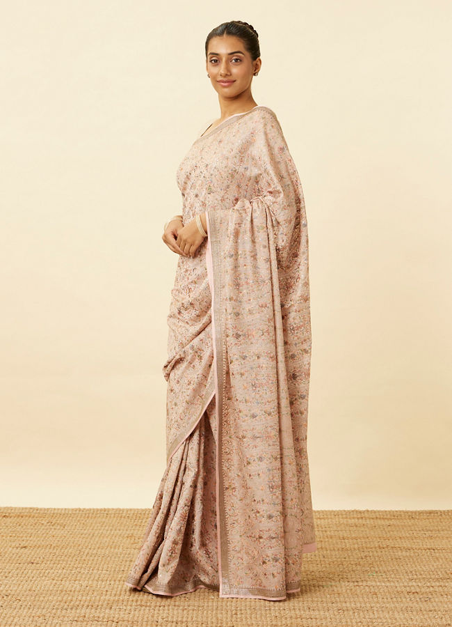 Rosewater Pink Saree with Sequined Paisley Patterns image number 3